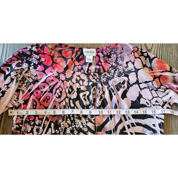 Chicos Womens Top Size 0 Small Pink Ombre Multicolor Embellished Animal Print - Picture 6 of 7